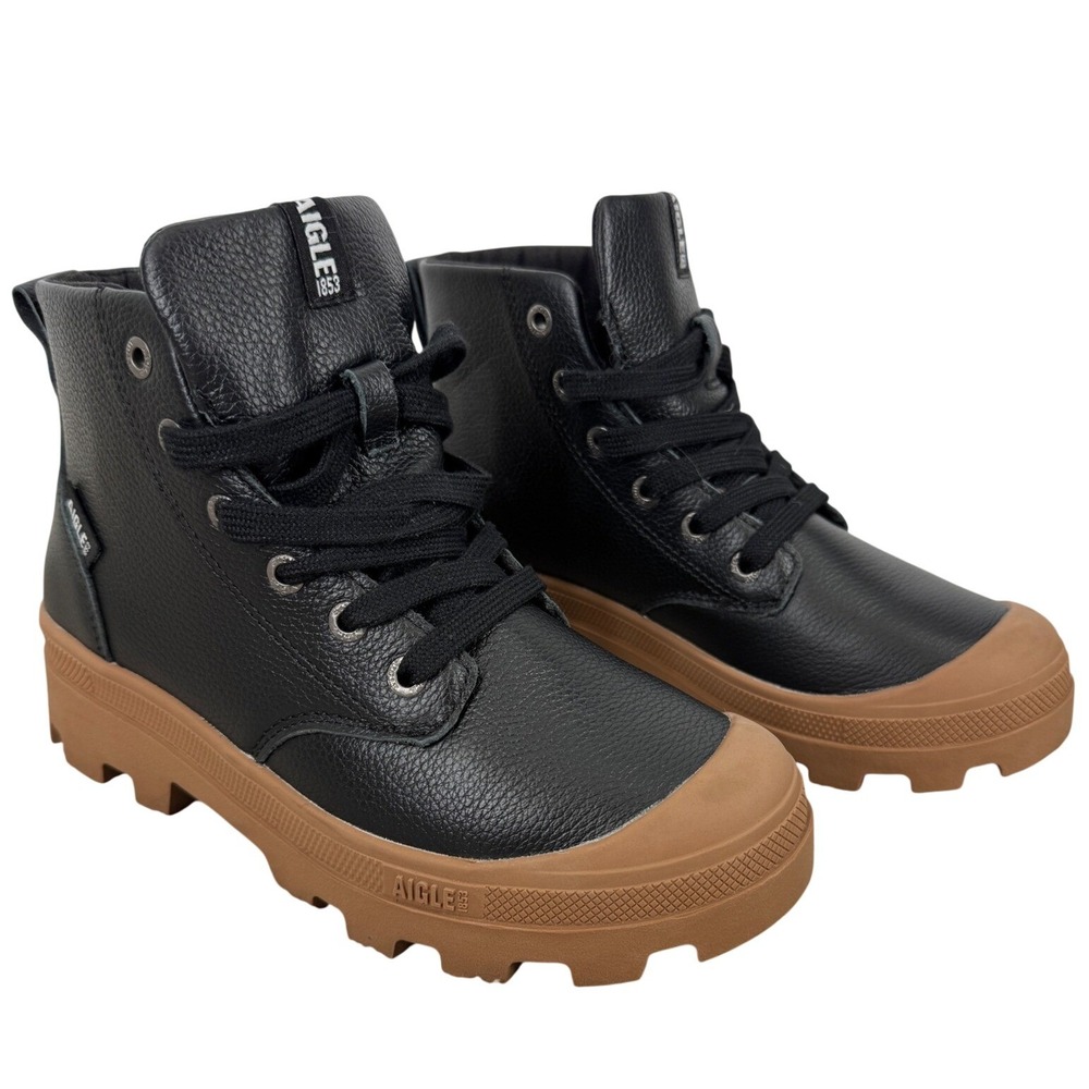 Aigle Leather Chunky Lug Sole Ankle Boots Mens US 5 Lace Walking Sneaker Eco‎